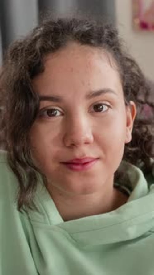 Close Up Portrait of Smiling Woman Indoors