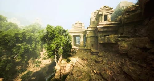 Calm Natural Environment with Historic Sanctuary Beside Rushing Stream