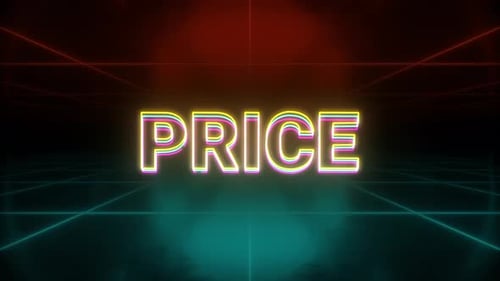Neon Price Text Animation on Futuristic Grid