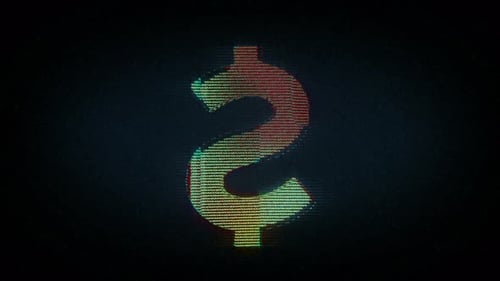 Dollar USD currency symbol with retro style noise glitch