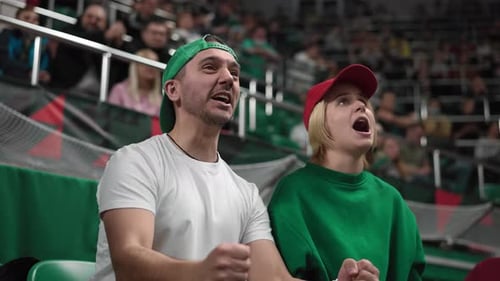 Angry fans scream sport stadium. Disappointed aggressive shout. People fail bet.