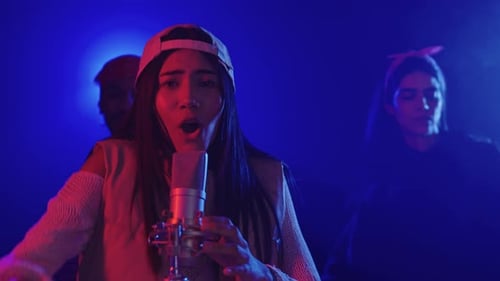 Young Singer Performing Live in Slow Motion Montage