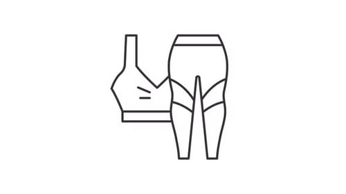 Animated Line Art Icon of Sports Bra and Leggings for Fitness