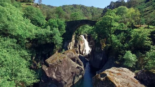 Cinematic Nature Waterfall Aerial View