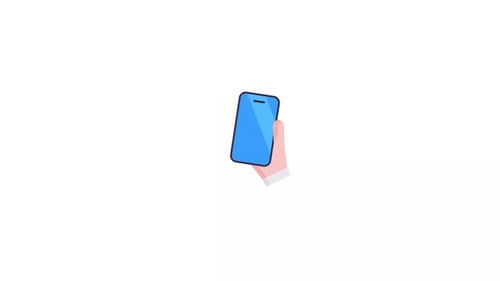 Animated Hand Holding Rotating Smartphone Flat Design