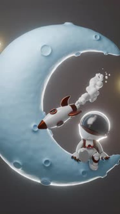 Cartoon Astronaut Loop Animation Satisfying Video