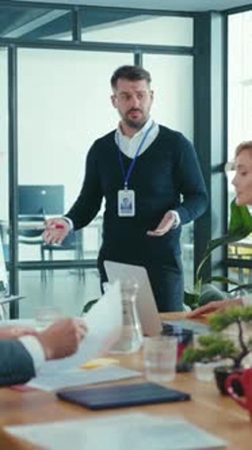 Business Presentation Conducted in a Contemporary Office Environment Setting Today