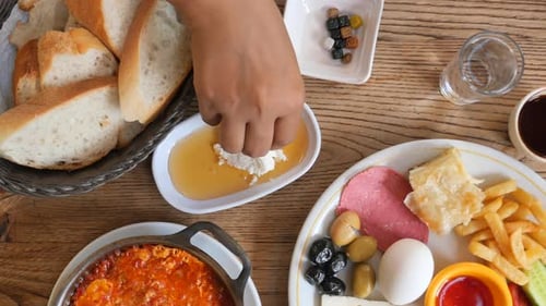Top View of Turkish Spread Breakfast