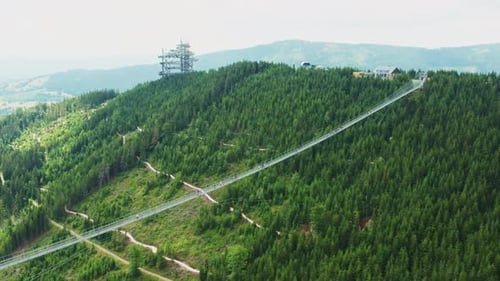 Suspension Footbridge Over Green Canyon and Curved Pathes