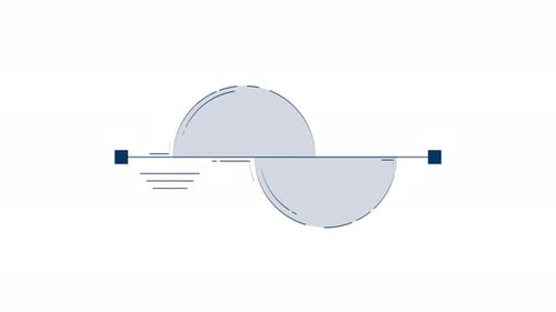 Semi-circle graph with line chart 2D object doodle animation