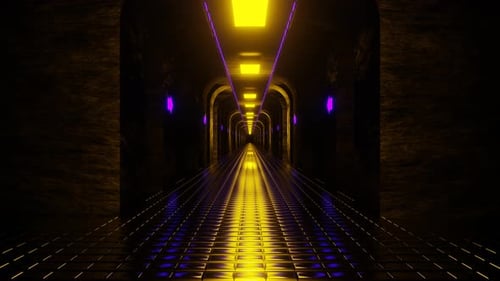 Gelber und lila Dungeon-Tunnelhintergrund Vj Loop In 4K