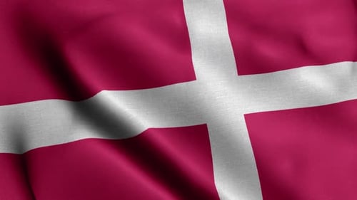 Realistic Waving Denmark Flag Seamless Loop Animation