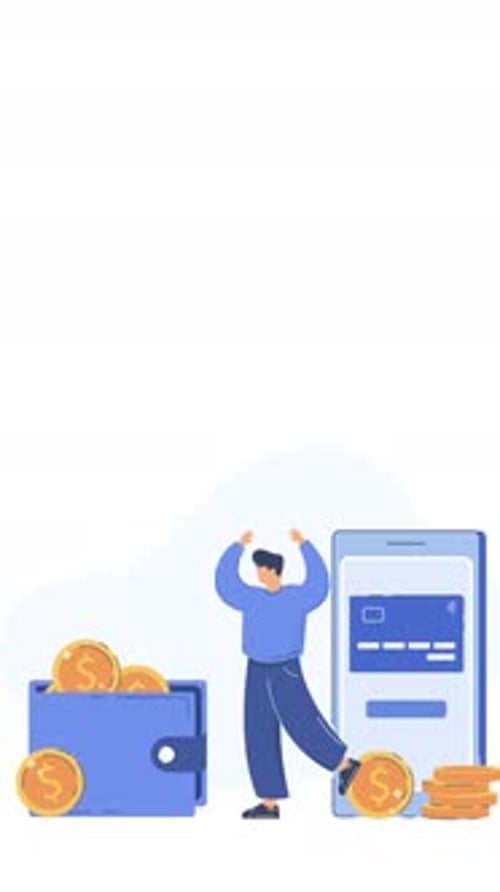 Man Receiving Cashback To Wallet On Vertical