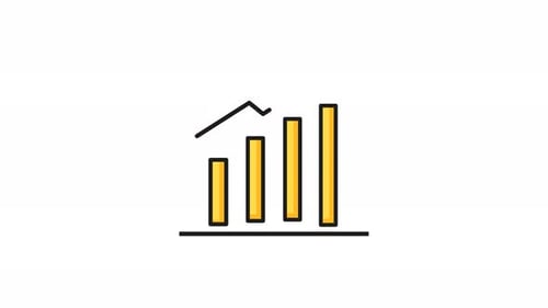 Growht graph animated icon on white background.
