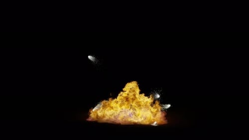 Detonate Collection: Central detonation followed by swirling sparks in random directions in dark sho