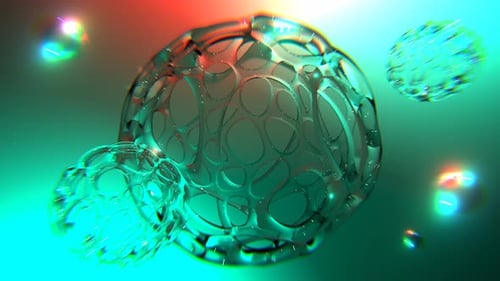 Turquoise And Red Organic Texture Glass Ball Background Vj Loop I 4K