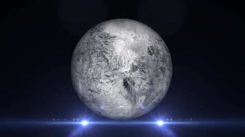 Glowing Realistic Moon planet Rotates on space or galaxy and stars milky way. 2115