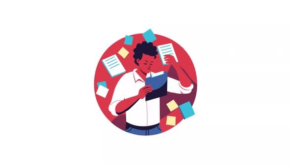 Man Working With Sticky Notes Animation, Elements Motion Graphics ft ...
