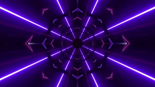 Abstract Neon Light Tunnel Loop Background