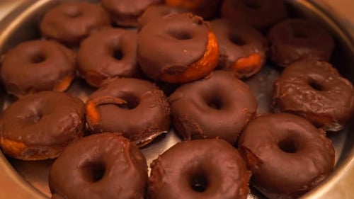 Donauts placed on buffet