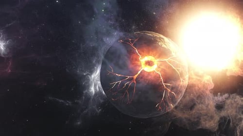 Massiver sterbender Planet in der Galaxie mit Nebula