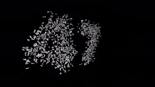 Number 47 Made of Numbers with Alpha Channel. 3D Font Number Animation. Transparent Background