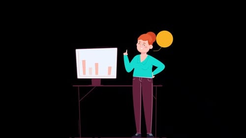 Businesswoman Presenting Charts Alpha Channel