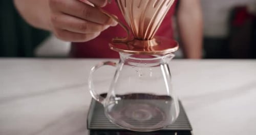Making Coffee with Pour Over Filter at Home