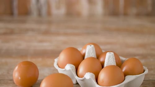Food, Culinary and Cooking Concept - Close Up of Natural Chicken Eggs