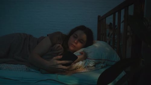 Insomnia Woman Sleeps Restlessly at Night