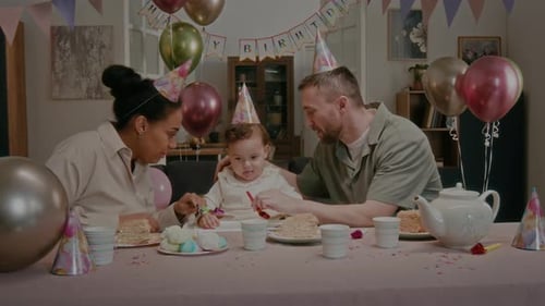 Parents Celebrate Baby's First Birthday at Home