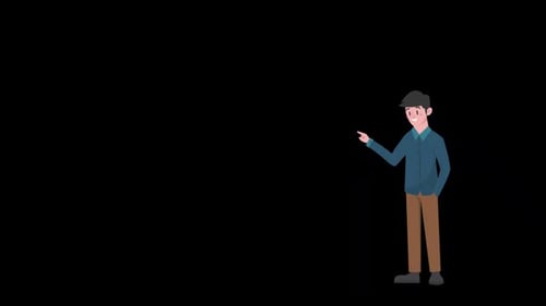 Young Man Pointing With His Hand Alpha Channel