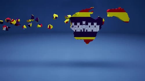 Animated Island Map Formation with Flags