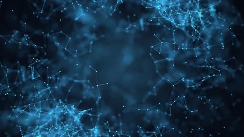 Technology Network Digital Nodes And Connection Path Data Tunnel.