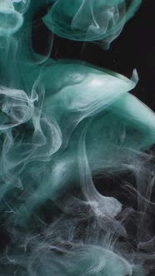 Vertical Smoke Splash Paint Water Blue Vapor Cloud