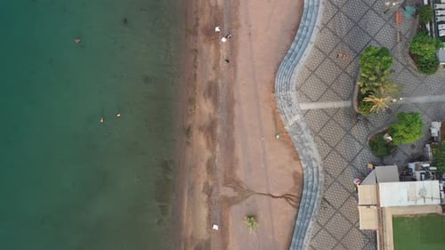 relaxing surface swimming at coral reef depths of Eilat zion beach aerial