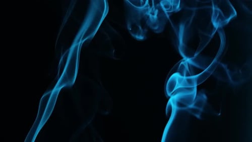Swirling Blue Smoke on Black Background