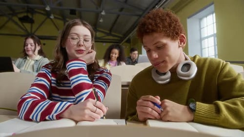 Students Learning at University Lecture Hall Classroom