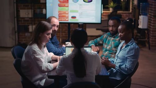 Company Financial Statistics Presentation Business Team Meeting Data Analytics