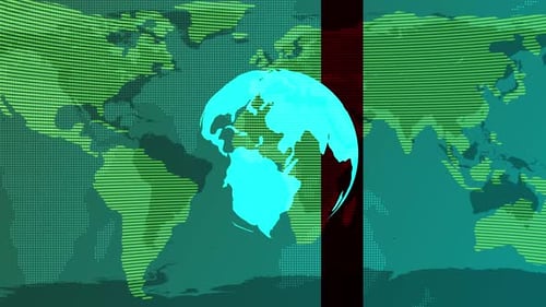 Global Map Background with Rotating Earth and Vertical Wipe Transition