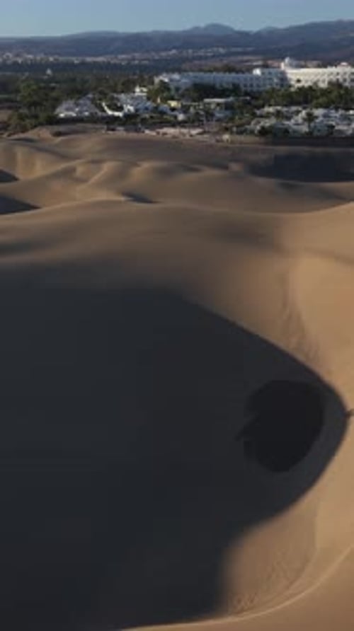 Aerial view of Maspalomas dunes in Gran Canaria