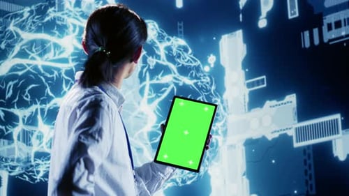 AI Script Coding on Mockup Tablet