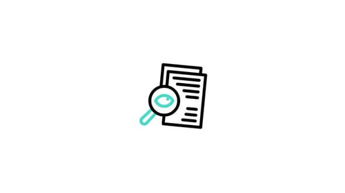 Animated Flat Design Icon of Document Analysis and Search