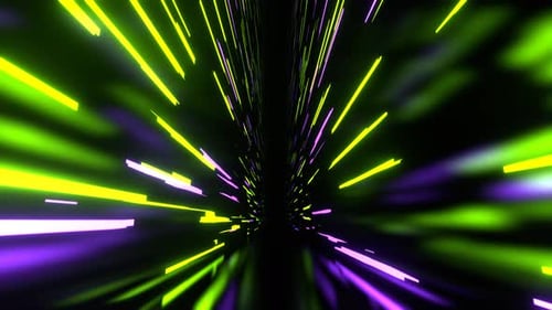 Light Green And Purple Tall Futuristic Corridor With Abstract Neon Light Background Vj Loop In 4K