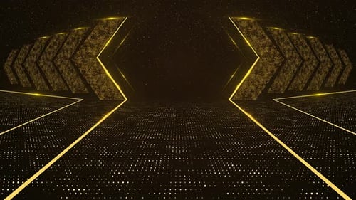 Glowing Golden Digital Data Technology Abstract Background