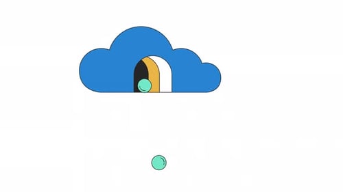 Marbles dropping from surreal cloud line 2D concept animation
