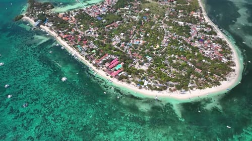 Logon Town And Scenic Beaches At Malapascua Island In Cebu, Philippines. - aerial shot