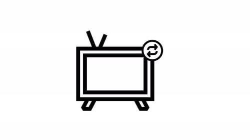 Animated Flat Design TV Icon with Refresh Symbol