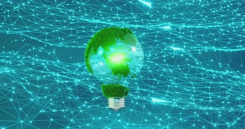 V1 0001Globe terrestre en forme d'ampoule. Énergie verte, protection de la planète, développement durable