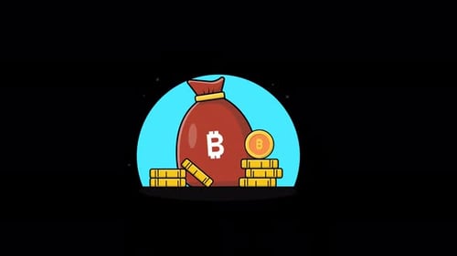 Animated Bitcoin Money Bag with Market Trends
